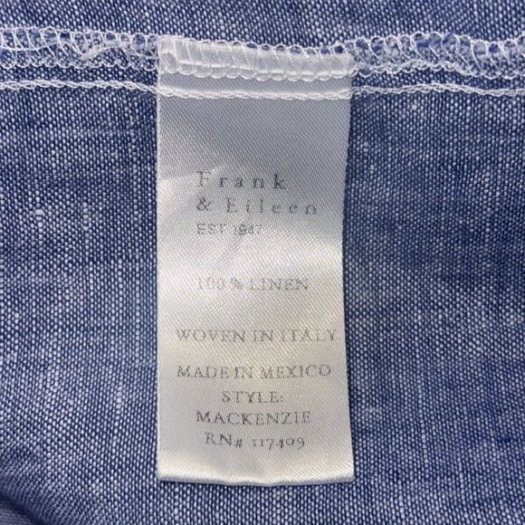 New Frank & Eileen MacKenzie One Size Shirt in Famous Blue Lived-In Linen - Picture 12 of 13